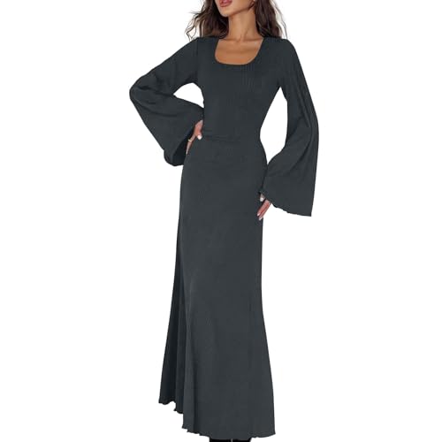 Abendkleider Elegant Für Hochzeit Damen Strickkleid Hoodie Kleid Kleid Damen Langarm Pulloverkleid Damen Herbst Weihnachtskleid Damen Boho Kleid Damen Herbstkleid Herbstkleid Damen(Grau,S) von Saymany