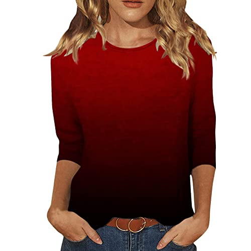 Bluse Damen Elegant Damen T-Shirt 3/4 Arm Oberteile Tops Bunte Blumenmuster Druck Shirt Lose Rundhals Sommershirts Mode Damenblusen Langarm Blumen Bluse Tshirt von Saymany