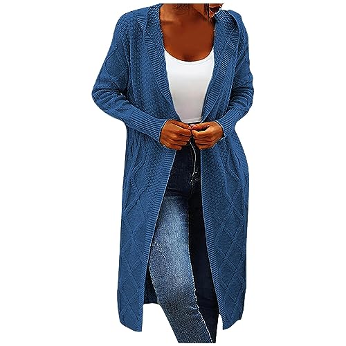 Cardigan Damen Lang Longstrickjacke Damen Schwarze Strickjacke Damen Weiße Strickjacke Damen Oversize Strickjacke Damen Weiße Strickjacke Blaue Strickjacke Damen Long Strickjacke Damen(Royal Blue,XL) von Saymany