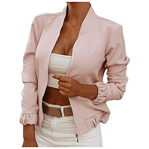 Damen Bomberjacke Blumenmuster Langarm Jacket leichte Fliegerjacke Blouson Pilotenjacke Kurzjacke Damenjacke Outwear Kurz Coat Herbst Frühling College Jacke Casual Jacke Leicht Kurze Jacke von Saymany