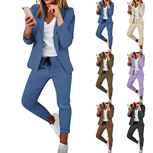 Damen Elegant Business Anzug Set Hosenanzug Damen Elegant Business Anzug Set Hosenanzug Blazer Hose 2-teilig Anzug Karo Kariert Zweiteiler Slimfit Streetwear Festlich Sportlich Hosenanzug von Saymany