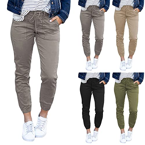 Damen Hosen Elastisch Bund Sweathose Sporthorse Jogginghose Sweatpants mit Tunnelzug Trainingshose Freizeithose Laufhosen Einfarbig High Waist Trainingshose für Frauen von Saymany