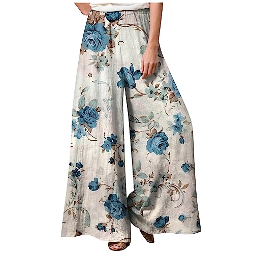 Damen Hosen Sommer Strandhosen Damen Leicht Hose Sommer Damen Haremshose Damen Sommerhose Damen Leicht Lang Haremshose Damen Sommer Caprihose Damen Sommer,Damen Hosen Sommer Elegant(3-blue,5XL) von Saymany