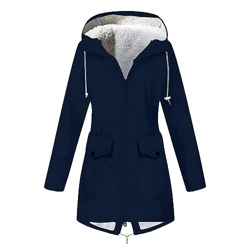 Damen-Jacken, Regenjacke Wasserdicht Damen Regenjacke Herren Wasserdicht Atmungsaktiv, Sweatjacke Damen Lang Damen Jacke Regenjacke Damen Wasserdicht Atmungsaktiv, Funktionsjacke Damen（2-Navy,M) von Saymany