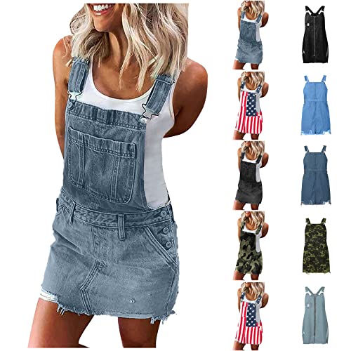 Damen Jeans Minikleid mit Latz Retro Jeanskleider Damen Sommer Bandeau Denim Bodycon Minikleid Schlank Ärmellos Träger Kleider Rückenfreies Partykleid Rockabilly Kleider für Mädchen von Saymany