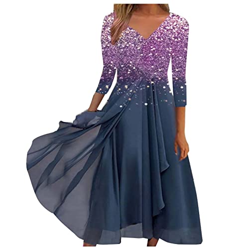 Damen Sommerkleid Casual Loose Swing Freizeitkleid Casual Elegant Boho Blumen Strandkleider Sommerkleider Damen Casual Strandkleider Damen Kleider Vintage Kleid Midikleid Partykleid Abendkleid von Saymany