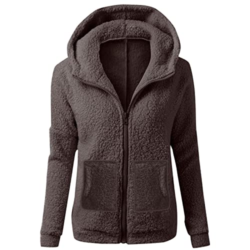 Damen Winterjacke Sportjacke Damen Übergangsjacke Damen Herbst Kuscheljacke Damen Flauschig Damen Fleecejacke Damen Sweatjacke Fleecejacke Damen Mit Kapuze, Wintermantel Damen Lang Warm Gefüttert von Saymany