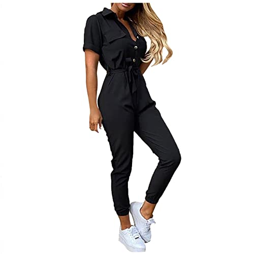 Festliche Jumpsuits Für Damen One Piece Jumpsuit Damen Kuschel Anzug Frauen Jumpsuit Damen Anzug Damen Elegant 2 Teiler Latzhose Damen Arbeitshose Schwarzer Jumpsuit Damen von Saymany