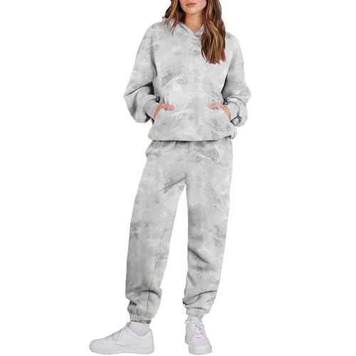 Hausanzug Herren Kuschelig Fitness Damen Zweiteiler Trainingsanzug Damen Set Strickanzug Gym Hose Damen Jogginganzug Teenager Mädchen Overall Damen Kuschelig Warmer Hausanzug Damen(Light Gray,M) von Saymany