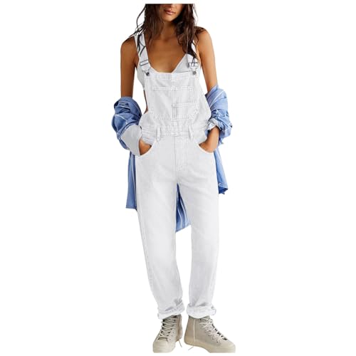 Jumpsuits Für Damen V-Ausschnitt Arbeitsoverall Damen Workout Set Damen Jumpsuit Damen Schlafanzug Overall Damen Jumpsuits Für Damen Jumpsuit Damen Langarm Jumpsuits Für Damen(1-White,S) von Saymany