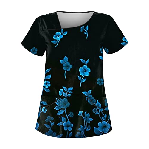 Kasack Damen Berufskleidung Krankenpfleger Kleidung Krankenschwester Kleidung Kasaks Altenpflege Damen Berufsbekleidung Damen Kittel Damen Kasacks Kasacks Damen Pflege Kasack Pflege(2-Blue,5XL) von Saymany