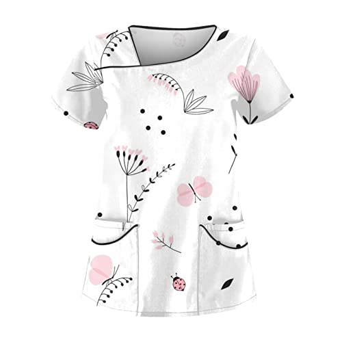 Kasack Damen Berufskleidung Nurse Uniform Women Karsaks Pflege Damen Kasacks Damen Pflege Damen Kasacks Pflege Kleidung Damen Kasaks Altenpflege Damen Kasack Berufsbekleidung(3-White,4XL) von Saymany