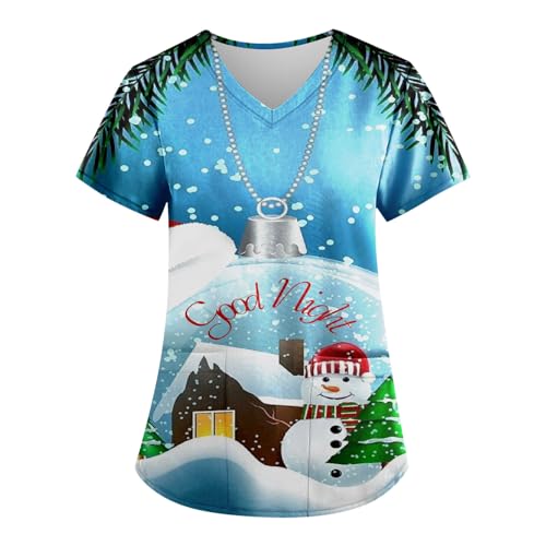 Kasacks Damen Pflege, Größen Große Weiße Arbeitshose Damen Gummizug Arbeitskittel Damen Kasack Damen Berufskleidung Arbeitskittel Damen Kasacks Damen Weihnachts Pullover Damen Hose（5-Sky Blue,XL) von Saymany