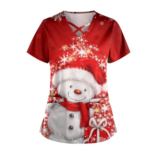 Kasacks Damen Pflege, Kasack Berufsbekleidung Pflege Damen Kasacks Damen Kasaks Altenpflege Damen Weihnachtsshirt Kasack Damen Damen Weihnachtspyjama Damen Medizinische Berufsbekleidung（2-Wine,L) von Saymany