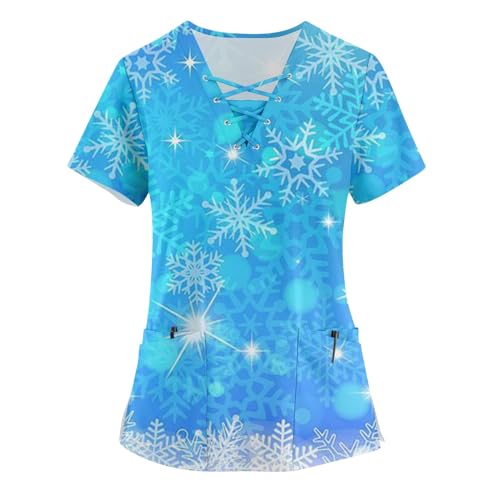 Kasaks Altenpflege Damen, Pflege Tshirt Weihnachten Arbeitshose Damen Stretch Kassaks Frauen Pflege, T Shirt Weihnachten Kasack Herren Tshirt Weihnachten Damen Kasack Herren（1-Sky Blue,M von Saymany