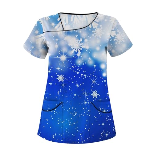 Kittel Damen Berufskleidung Günstig Damen Kasacks Pflege Schlupfkasack Damen Pflege Kittel Damen Berufskleidung Weihnachten Damen Kasaks Altenpflege Damen, Weihnachts T Shirt(3-Blue,4XL von Saymany