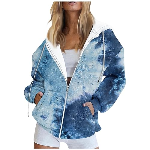 Saymany Hoodie Damen Oversize Mit Kapuze Damen Fleecejacke Softshelljacke Damen, Damen Hoodie Lang Sweatshirtjacke Mit Kapuze Damen Pullover Damen Oversize Damen Pullover Lang Hoodies Damen(2-Blue,S von Saymany