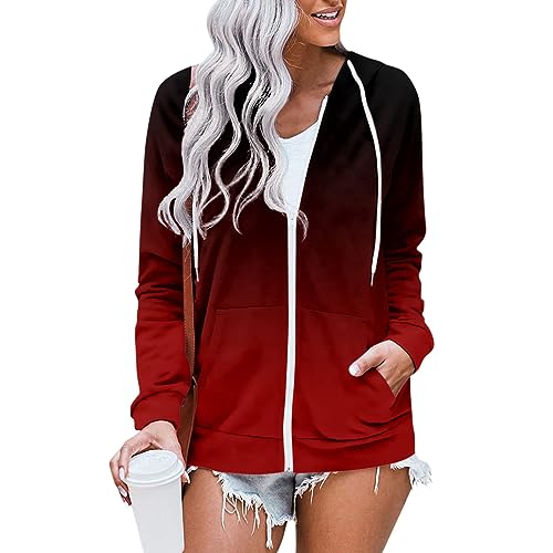 Saymany Kapuzenpullover Für Damen Longpullover Für Damen Fleecejacke Damen, Sweatshirt Damen Oversized Übergangsjacke Damen, Oversize Pullover Damen Strickjacke Damen Hoodie Damen Schwarz(1-Wine,L von Saymany