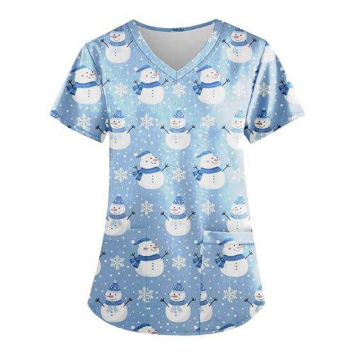 Saymany Kasack Damen, Scrubs Weihnachtspulli Schlupfkasack Damen Kasack Kasacks Damen Pflege, Dress Kasack Damen Kasaks Altenpflege Damen Große Größen Berufsbekleidung Pflege Damen Hose（5-Blue,5XL von Saymany