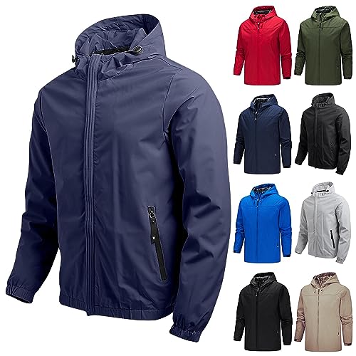 Saymany Regenjacke Herren,Outdoorjacke mit Kapuze Atmungsaktiv Wasserdicht Wetterfest Windbreaker Übergangsjacke Leicht Regenjacke Winddicht Windbreaker Funktionsjacke für Wandern Fahrrad Camping von Saymany