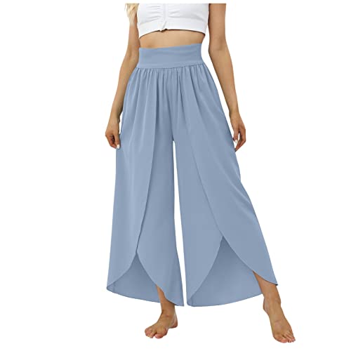 Saymany Stoffhose Damen Schlupfhose Damen Sommer Damen Stoffhose Sommer Sommerhose Damen Sommerhose Damen Leicht Lang Strandhosen Damen Leicht Damen Sommerhose Haremshosen Damen Sommer(1-Blue,XXL) von Saymany