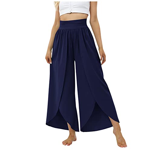 Stoffhose Damen Strandhosen Damen Leicht Leichte Hosen Damen Sommer Halara Hosen Damen,Palazzo Hose Damen Teenager Mädchen Kleidung Sommer Damen Hosen Sommer Damen Stoffhose Sommer(1-Dark Blue,S) von Saymany