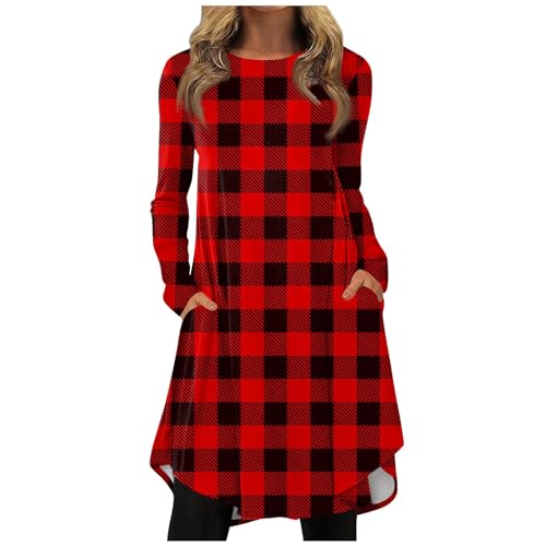 Strickkleid Damen Herbst Kleid Festlich Damen Langes Kleid Festliche Kleider Für Damen Gothic Kleid Damen Rockabilly Kleid Weihnachtskleider Damen Rotes Kleid Damen Kapuzenkleid Damen(4-Red,M) von Saymany