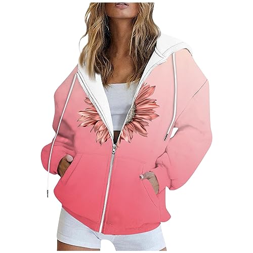 Sweatshirts Für Damen Zip Hoodie Y2k Zip Hoodie Damen Sweatjacke Damen Ohne Kapuze Kapuzenpullover Für Damen Fleecepullover Damen Hoody Damen Mit Kapuze Sweatjacke Damen Lang(3-Red,XL von Saymany