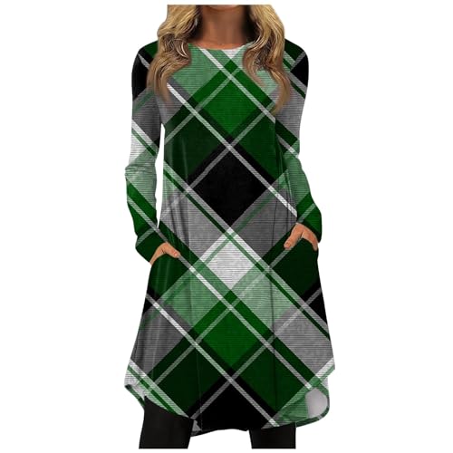 Winterkleid Damen Weißes Kleid Damen Sommerkleider Damen Leicht Und Luftig Rotes Kleid Damen Sweatkleid Damen Abendkleid Lang Kleid Elegant Kleider Damen Herbst Kleid Elegant Damen(4-Dark Green,L) von Saymany