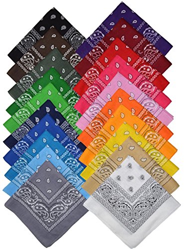 Sunzel Bandana Halstuch Bikertuch Nickituch Kopftuch Baumwolle Mundschutz Piratentuch 24er-Pack von Sunzel