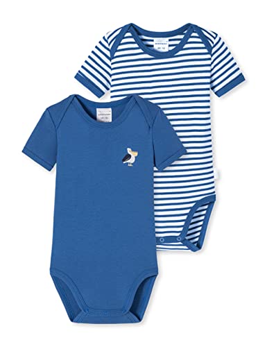 Schiesser Baby-Jungen 2pack Bodies halbarm Kleinkind Unterwäsche-Satz, blau weiß Gemustert, 56 von Schiesser