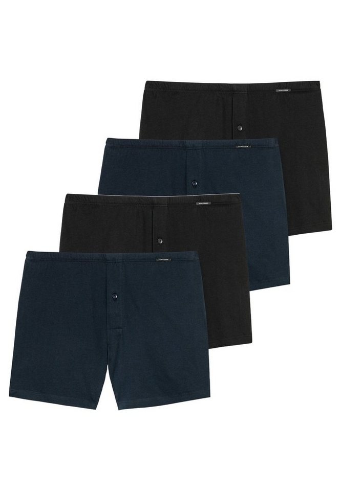 Schiesser Boxershorts 4er Pack Singel-Jersey (Spar-Set, 4-St) Boxershorts - Baumwolle - Mit Eingriff - Eingriff mit Knopf von Schiesser