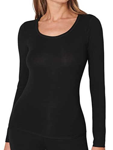 Schiesser Damen Langarm Unterhemd-Personal Fit Wander-Shirt, schwarz_155414, XL von Schiesser
