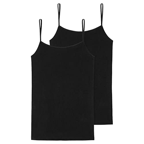 Schiesser Damen 2 Pack Spaghetti Top Unterhemd Bio Baumwolle - 95/5 Organic Unterwäsche, Schwarz_174388, 44 EU von Schiesser