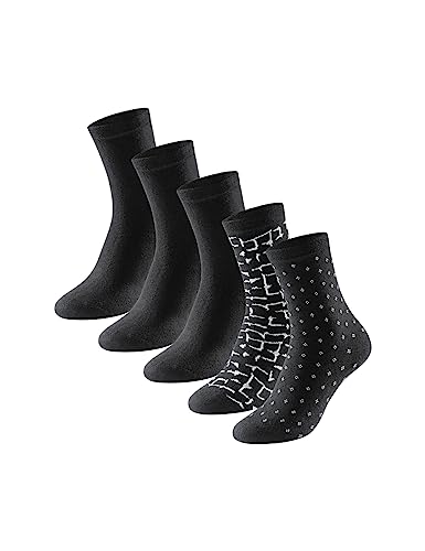 Schiesser Damen 5 Pack Strümpfe-Stay Fresh Klassische Socken, blau gemustert, 39/42 von Schiesser