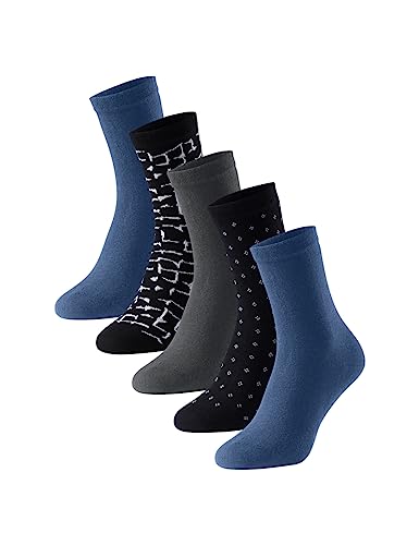 Schiesser Damen 5 Pack Strümpfe-Stay Fresh Klassische Socken, schwarz gemustert, 35/38 von Schiesser