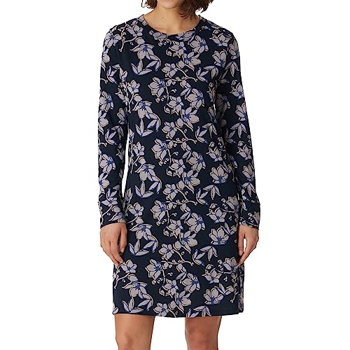 Schiesser Damen Langarm Baumwolle Modal Sleepshirt Bigshirt-Nightwear Nachthemd, dunkelblau floral, 38 von Schiesser