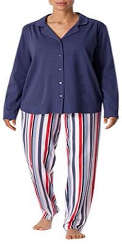 Schiesser Damen Pyjama Lang Pyjamaset, Jeansblau, 42 von Schiesser
