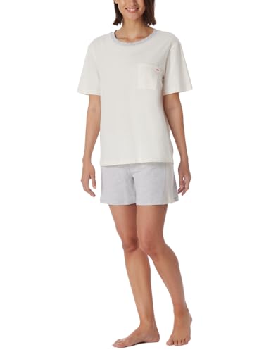 Schiesser Damen Schlafanzug Set kurz Baumwolle-Nightwear Pyjamaset, Creme_181238, 38 von Schiesser