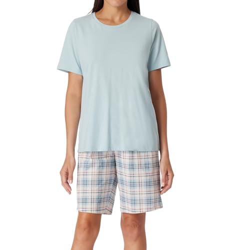 Schiesser Damen Schlafanzug kurz Baumwolle-Comfort Essentials Pyjamaset, Bluebird_181247, 44 von Schiesser