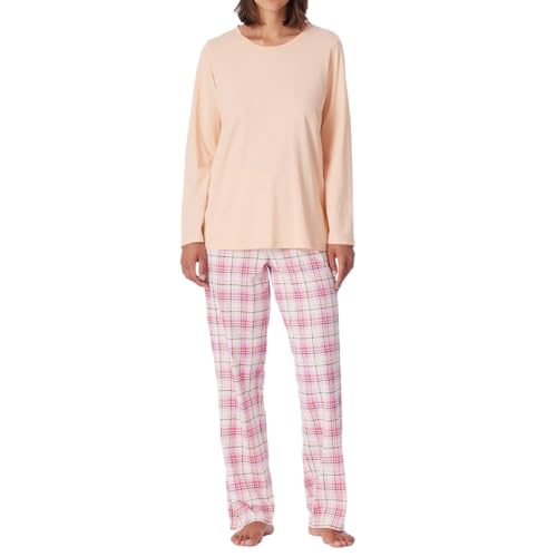 Schiesser Damen Schlafanzug lang Baumwolle-Comfort Essentials Pyjamaset, Peach Whip_181250, 48 von Schiesser