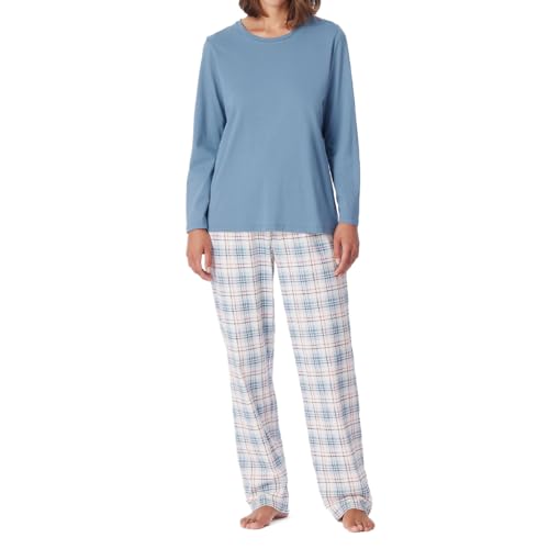 Schiesser Damen Schlafanzug lang Baumwolle-Comfort Essentials Pyjamaset, blaugrau_181250, 38 von Schiesser