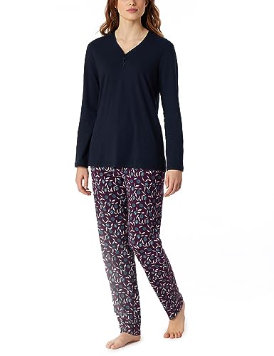 Schiesser Damen Schlafanzug lang Baumwolle-Nightwear Pyjamaset, Nachtblau_180121, 36 von Schiesser
