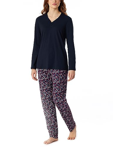 Schiesser Damen Schlafanzug lang Baumwolle-Nightwear Pyjamaset, Nachtblau_180121, 42 von Schiesser