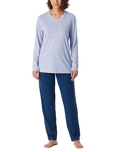 Schiesser Damen Schlafanzug lang Baumwolle-Nightwear Pyjamaset, Navy_180062, 36 von Schiesser