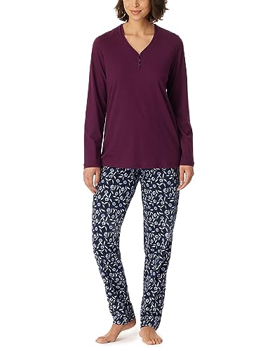 Schiesser Damen Schlafanzug lang Baumwolle-Nightwear Pyjamaset, Pflaume_180121, 36 von Schiesser