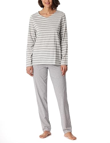 Schiesser Damen Schlafanzug lang Baumwolle-Nightwear Pyjamaset, grau-Mel_180112, 50 von Schiesser