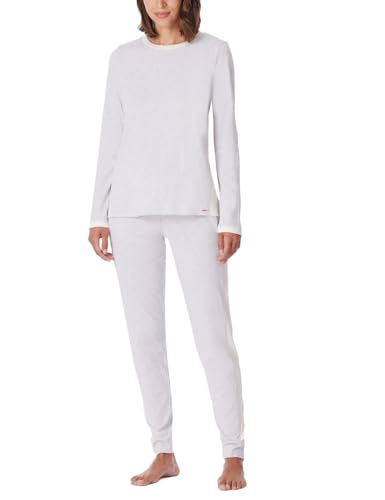 Schiesser Damen Schlafanzug lang Baumwolle-Nightwear Pyjamaset, grau-Mel_181242, 50 von Schiesser