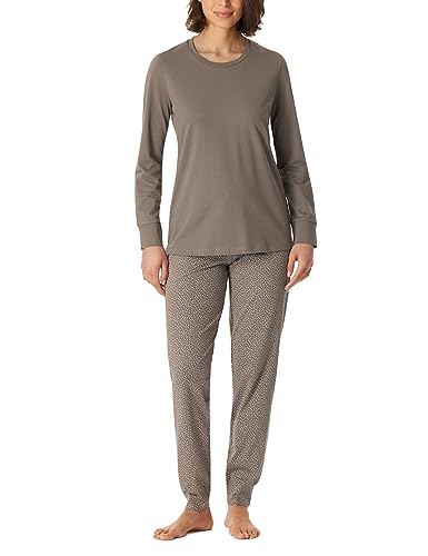 Schiesser Damen Schlafanzug lang mit Bündchen Baumwolle-Nightwear Pyjamaset, Taupe_180063, 46 von Schiesser