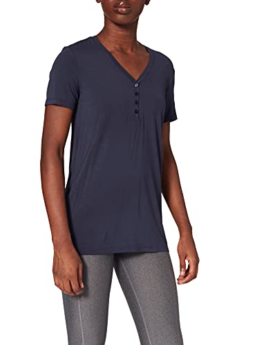 Schiesser Damen Schlafshirt Kurzarm Modal mit Knopfleiste-Mix + Relax Pyjamaoberteil, blau_175476, 44 von Schiesser